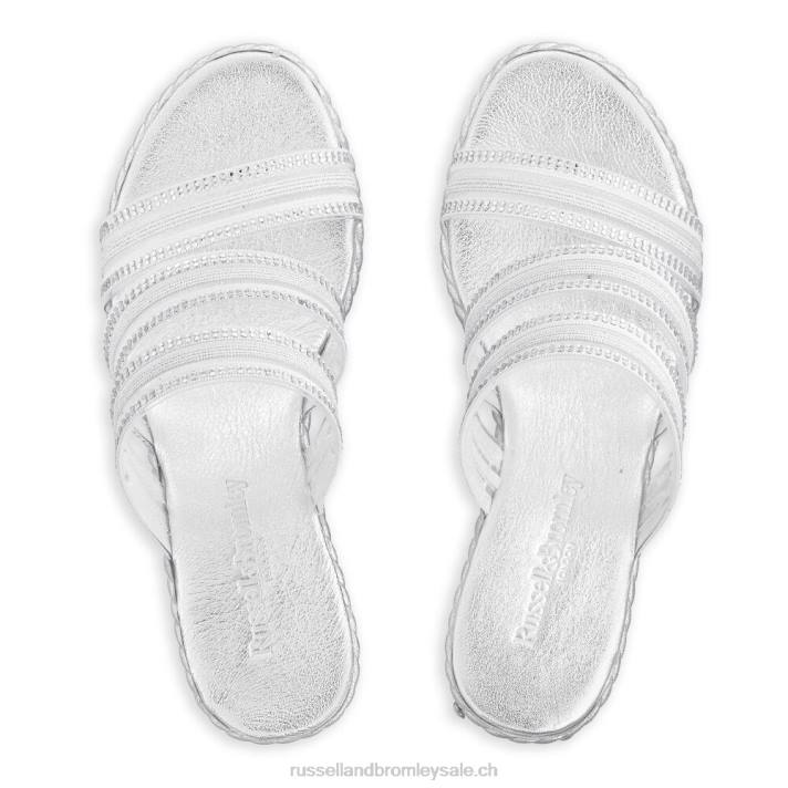 argent 8BN6129 femmes Russell And Bromley Cosmic Triple Strap Wedge