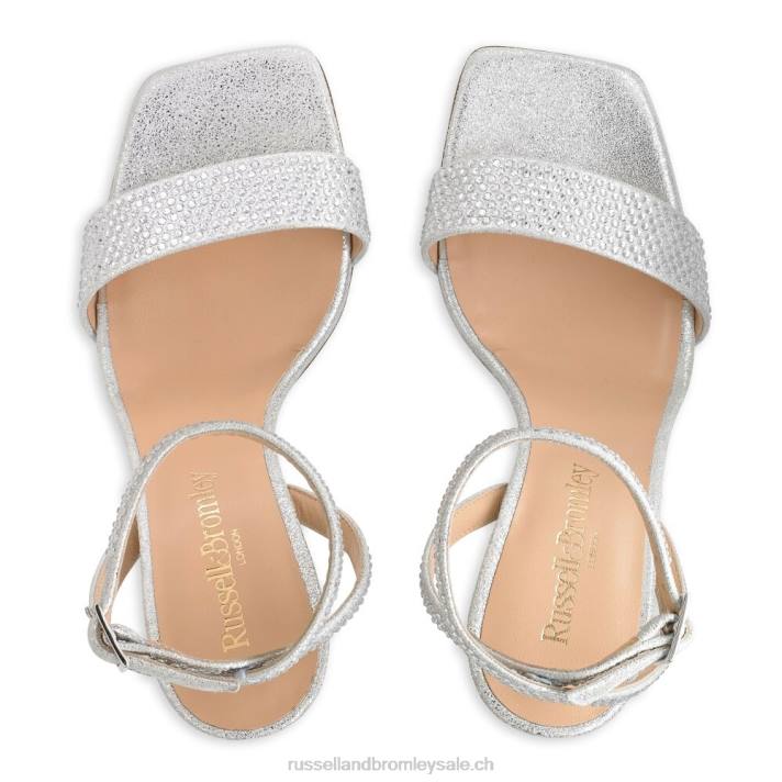 argent 8BN6168 femmes Russell And Bromley sandale à talon et lanières cosmo