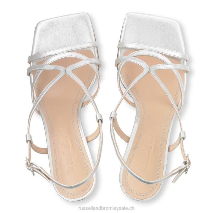 argent 8BN6420 femmes Russell And Bromley sandale prosecco à talon chaton à lanières