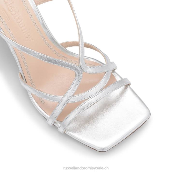 argent 8BN6420 femmes Russell And Bromley sandale prosecco à talon chaton à lanières