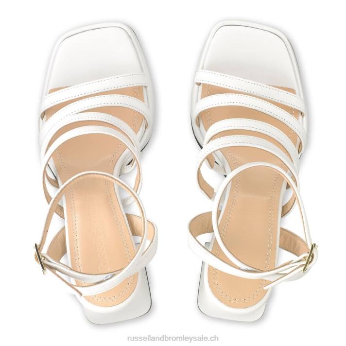 blanc 8BN6178 femmes Russell And Bromley plate-forme de talon évasé à lanières yeahbaby