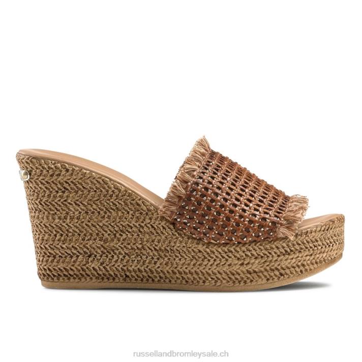 brun 8BN6165 femmes Russell And Bromley mule compensée tissage libertin