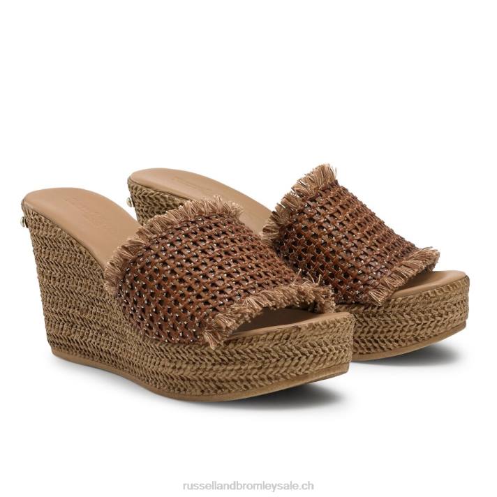 brun 8BN6165 femmes Russell And Bromley mule compensée tissage libertin