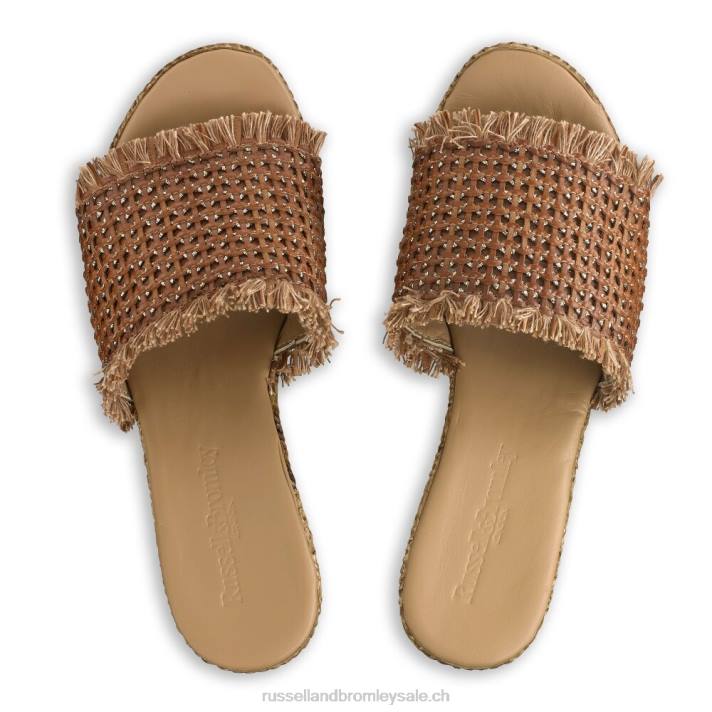 brun 8BN6165 femmes Russell And Bromley mule compensée tissage libertin