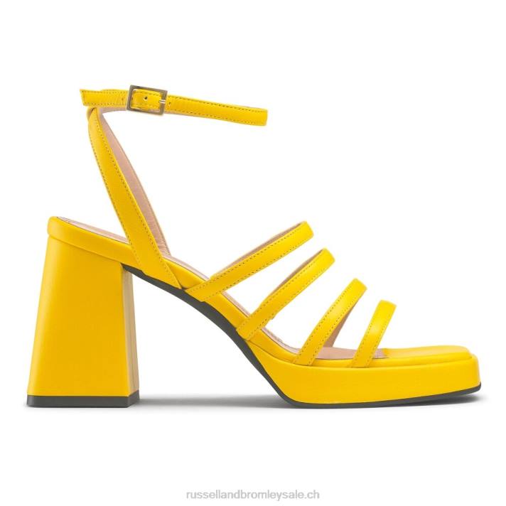 jaune 8BN6171 femmes Russell And Bromley plate-forme de talon évasé à lanières yeahbaby