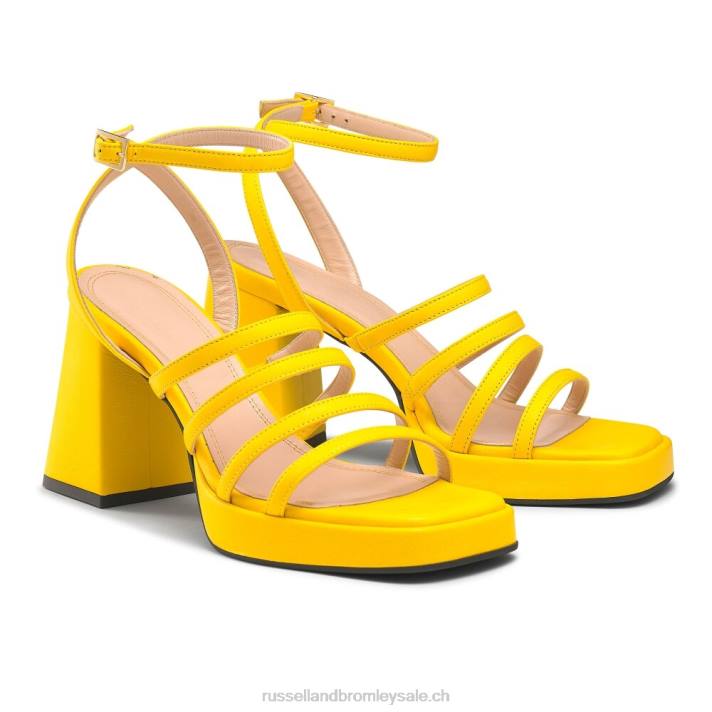 jaune 8BN6171 femmes Russell And Bromley plate-forme de talon évasé à lanières yeahbaby