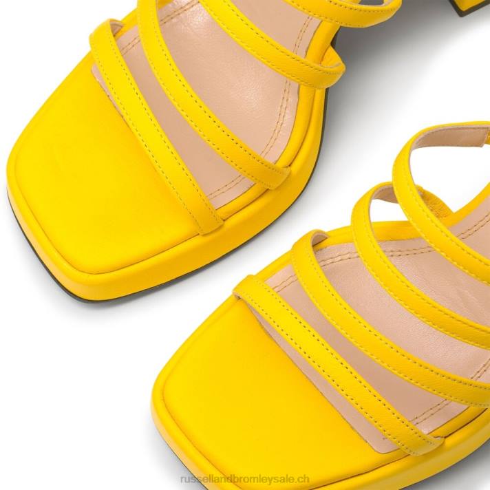 jaune 8BN6171 femmes Russell And Bromley plate-forme de talon évasé à lanières yeahbaby