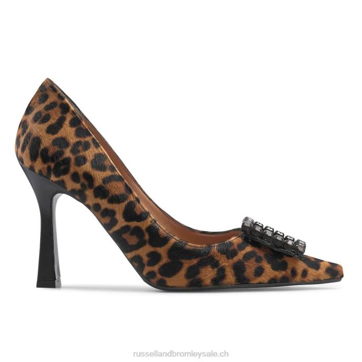 léopard 8BN6184 femmes Russell And Bromley escarpin orné de bijoux