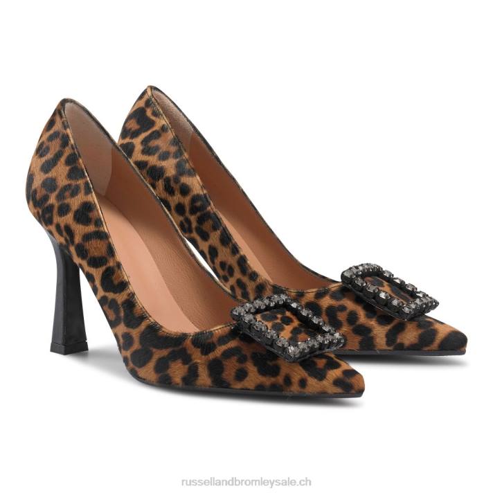 léopard 8BN6184 femmes Russell And Bromley escarpin orné de bijoux
