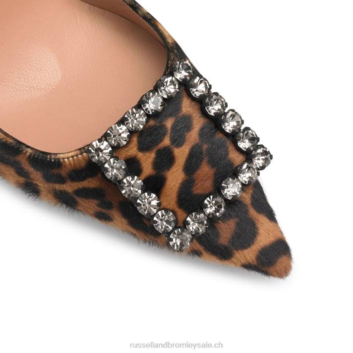 léopard 8BN6184 femmes Russell And Bromley escarpin orné de bijoux