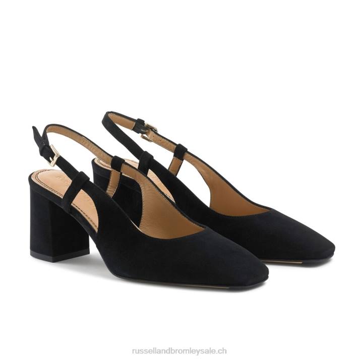 noir 8BN6113 femmes Russell And Bromley talon carré à bride arrière en forme de tarte au sucre