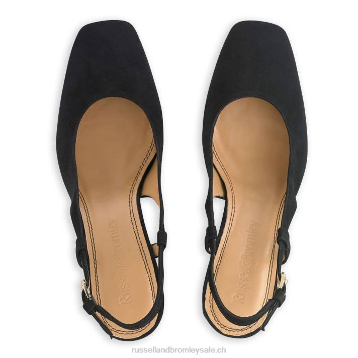 noir 8BN6113 femmes Russell And Bromley talon carré à bride arrière en forme de tarte au sucre