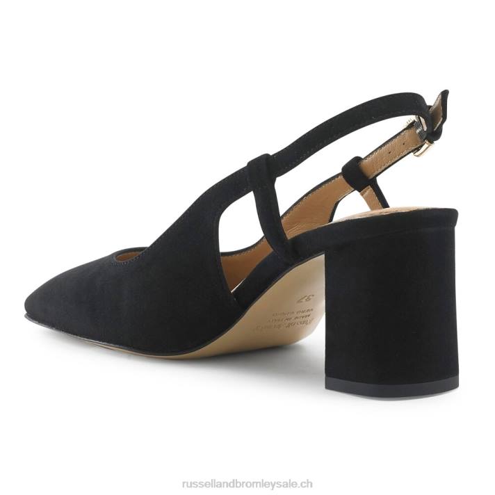noir 8BN6113 femmes Russell And Bromley talon carré à bride arrière en forme de tarte au sucre