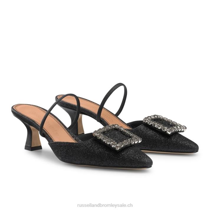 noir 8BN6115 femmes Russell And Bromley Talon de chaton bijou à bride arrière de conte de fées
