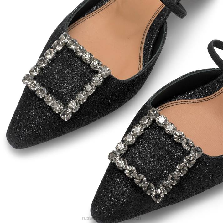 noir 8BN6115 femmes Russell And Bromley Talon de chaton bijou à bride arrière de conte de fées