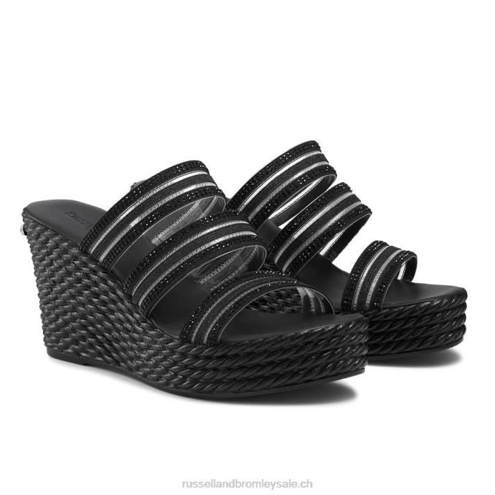 noir 8BN6158 femmes Russell And Bromley Cosmic Triple Strap Wedge