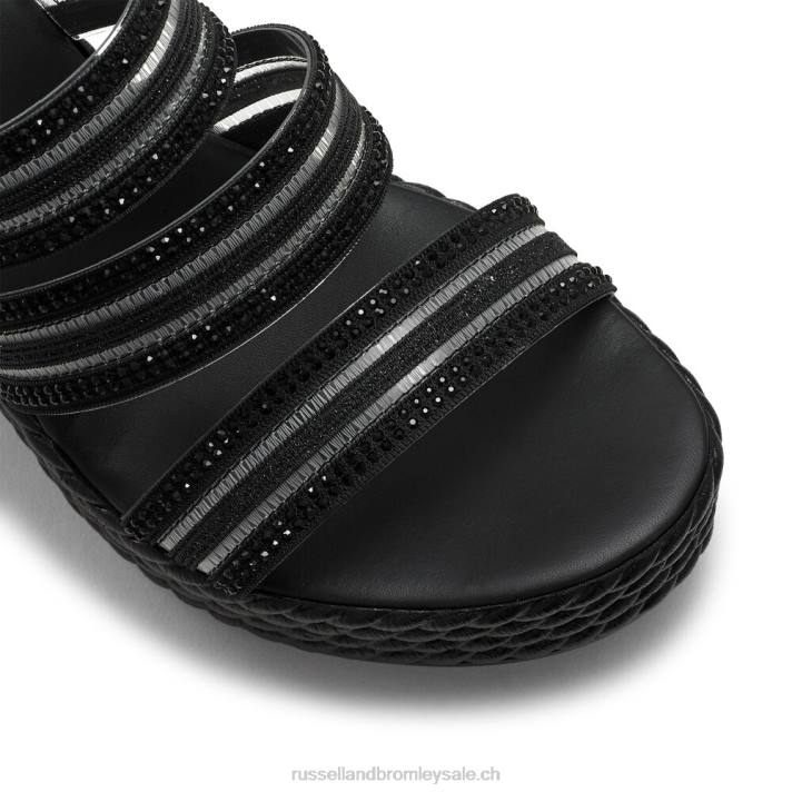 noir 8BN6158 femmes Russell And Bromley Cosmic Triple Strap Wedge
