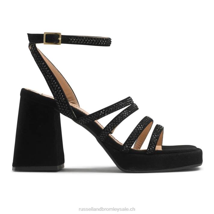 noir 8BN6180 femmes Russell And Bromley plate-forme à lanières ornée de bijoux yeahbaby