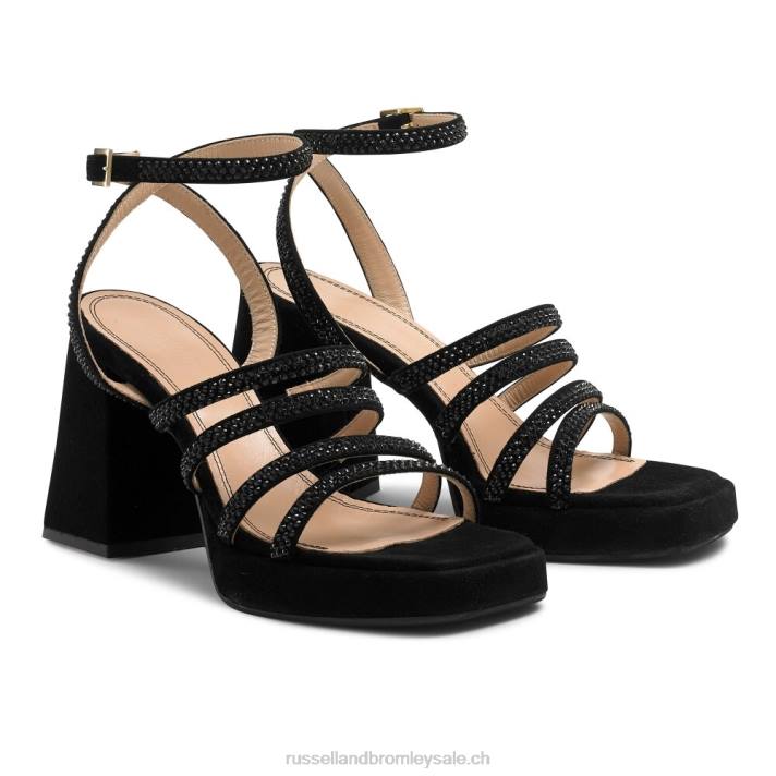 noir 8BN6180 femmes Russell And Bromley plate-forme à lanières ornée de bijoux yeahbaby