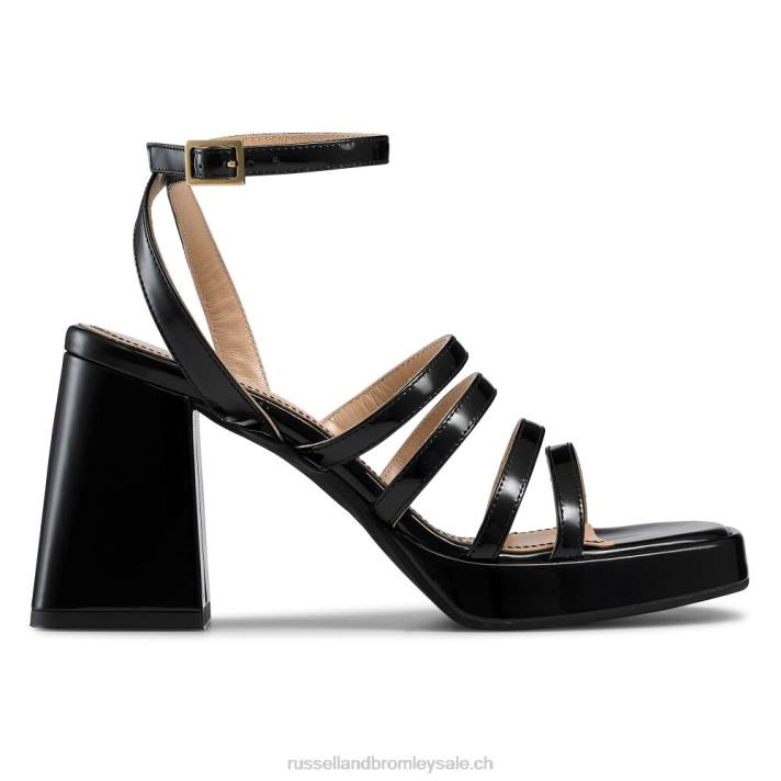 noir 8BN6181 femmes Russell And Bromley plate-forme de talon évasé à lanières yeahbaby