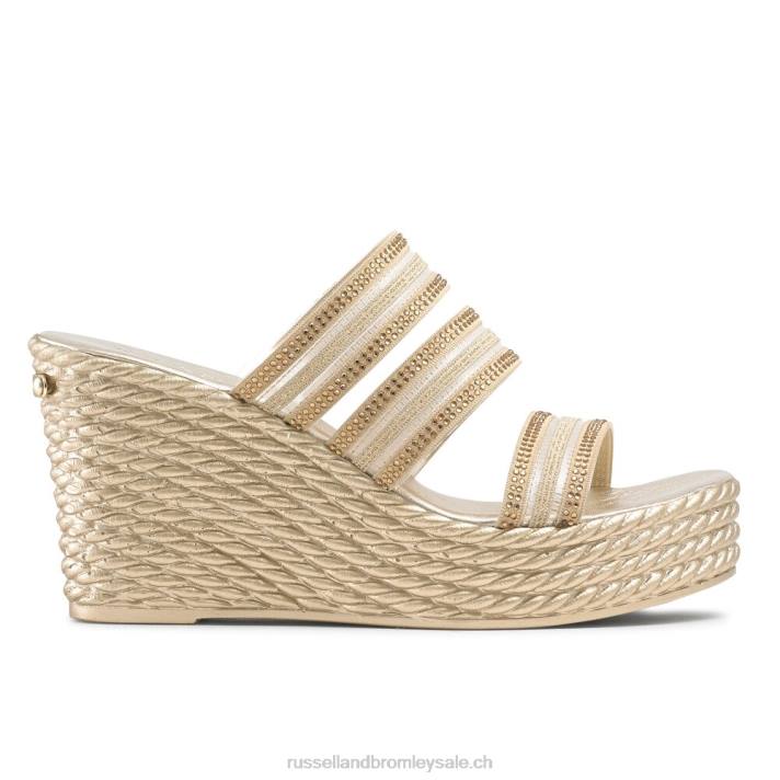 or 8BN6127 femmes Russell And Bromley Cosmic Triple Strap Wedge