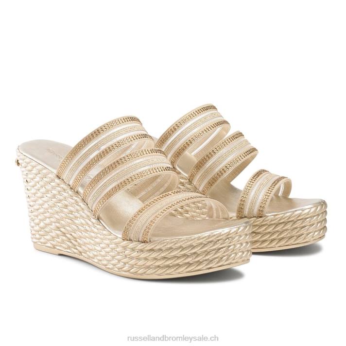 or 8BN6127 femmes Russell And Bromley Cosmic Triple Strap Wedge