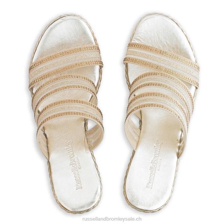 or 8BN6127 femmes Russell And Bromley Cosmic Triple Strap Wedge