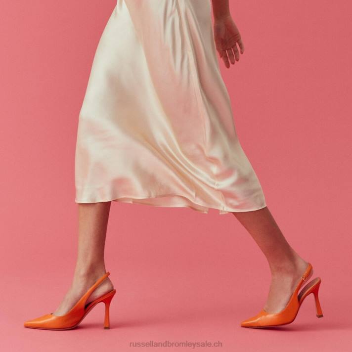 orange 8BN6188 femmes Russell And Bromley pompe à pointe à bride arrière