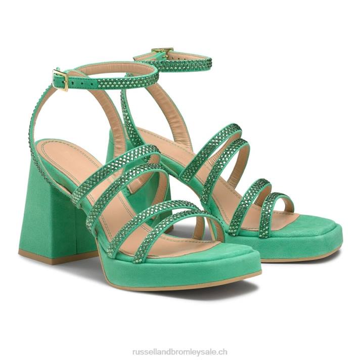 vert 8BN6173 femmes Russell And Bromley plate-forme à lanières ornée de bijoux yeahbaby