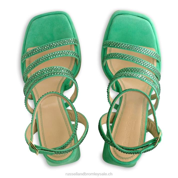 vert 8BN6173 femmes Russell And Bromley plate-forme à lanières ornée de bijoux yeahbaby