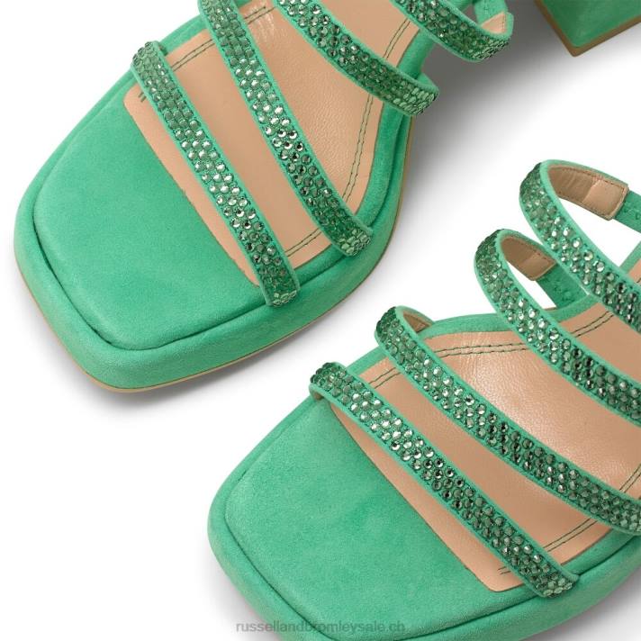 vert 8BN6173 femmes Russell And Bromley plate-forme à lanières ornée de bijoux yeahbaby