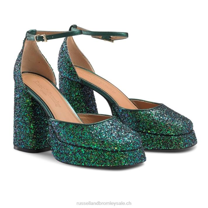 vert 8BN699 femmes Russell And Bromley plate-forme extrême sans faille