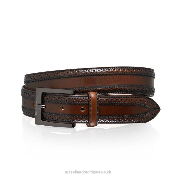 8BN6653 Hommes Russell And Bromley ceinture brogue antique en chêne