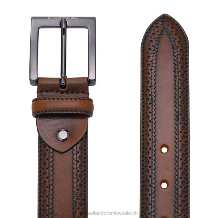 8BN6653 Hommes Russell And Bromley ceinture brogue antique en chêne