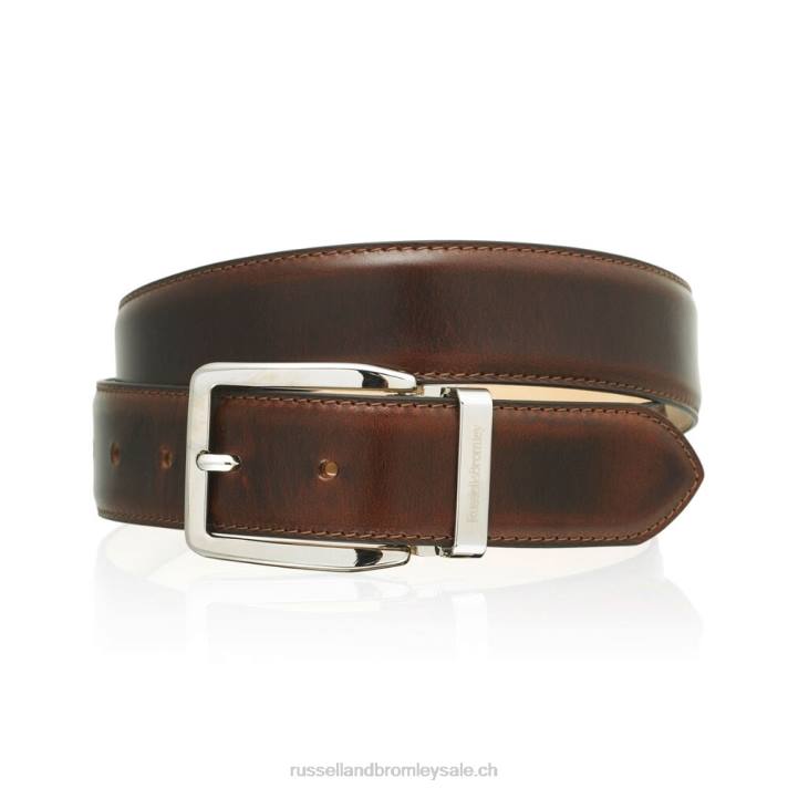 brun 8BN6630 Hommes Russell And Bromley ceinture à boucle classique tango