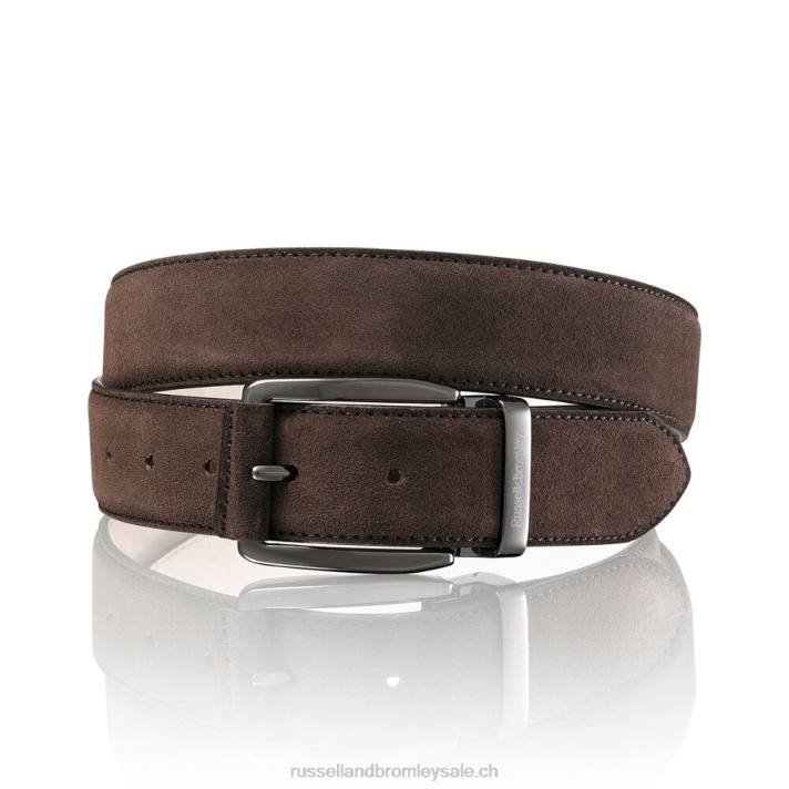 brun 8BN6659 Hommes Russell And Bromley ceinture en daim burlington