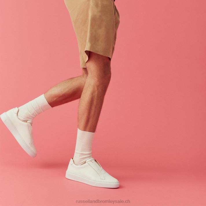 blanc 8BN6438 Hommes Russell And Bromley baskets sans lacets slipway
