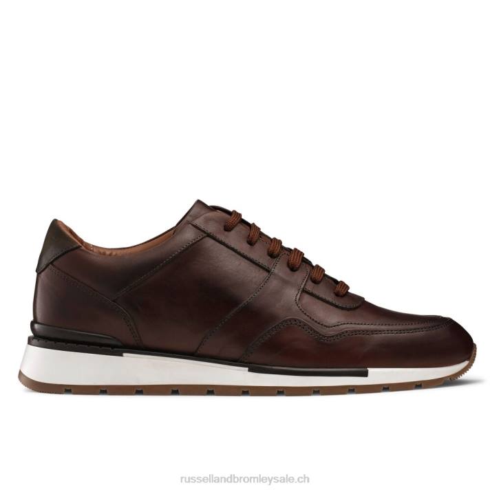 brun 8BN6463 Hommes Russell And Bromley baskets à lacets Lomond