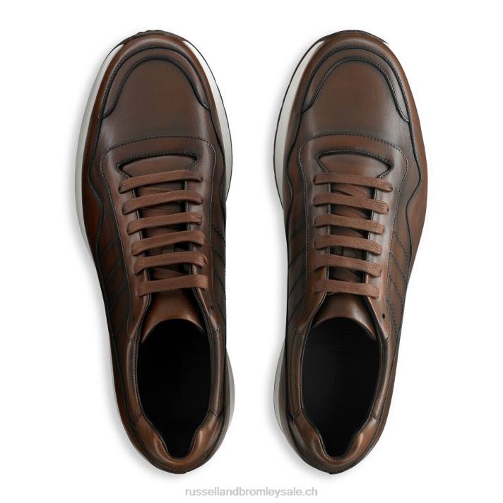 brun 8BN6464 Hommes Russell And Bromley baskets de luxe à lacets Run Time