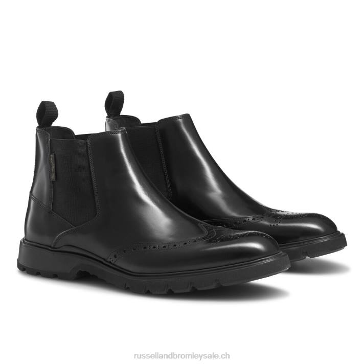 noir 8BN6613 Hommes Russell And Bromley bottines chelsea farringdon à détails richelieu