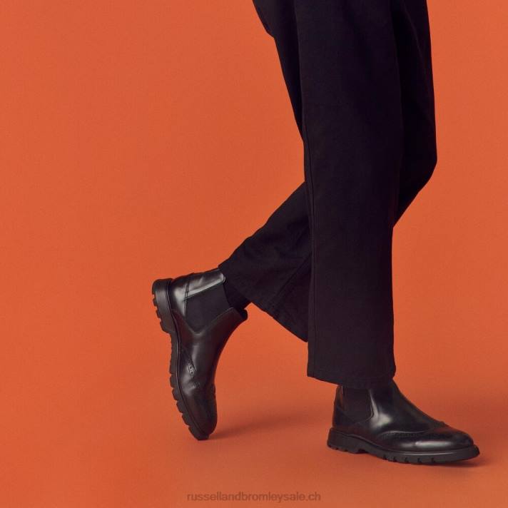 noir 8BN6613 Hommes Russell And Bromley bottines chelsea farringdon à détails richelieu