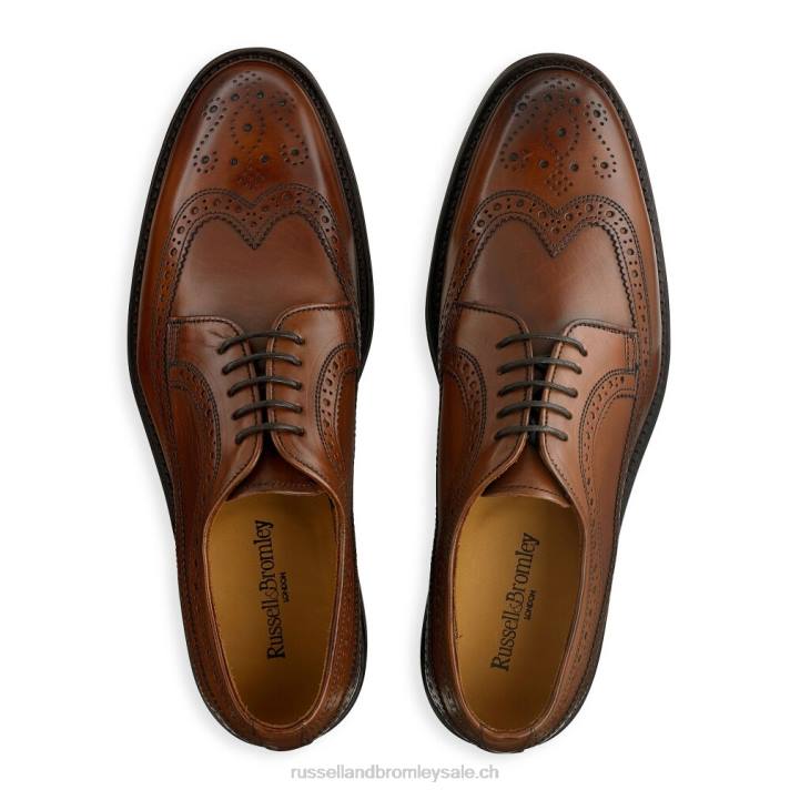 brun 8BN6581 Hommes Russell And Bromley derbies à semelle en caoutchouc southport