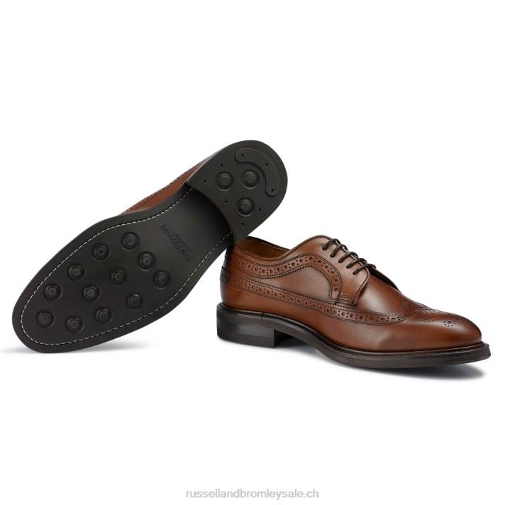 brun 8BN6581 Hommes Russell And Bromley derbies à semelle en caoutchouc southport