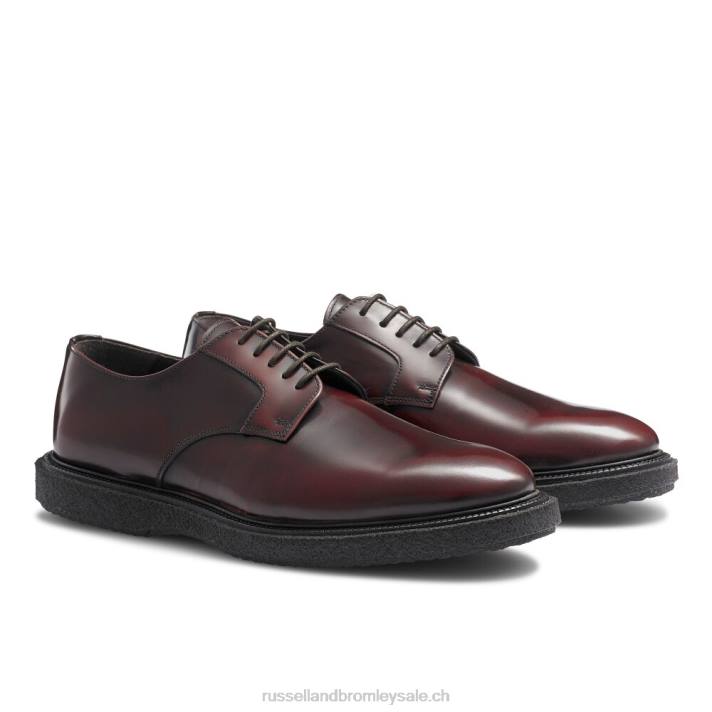 rouge 8BN6599 Hommes Russell And Bromley derby scintillant de porto