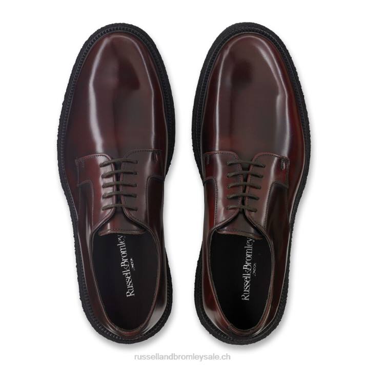 rouge 8BN6599 Hommes Russell And Bromley derby scintillant de porto