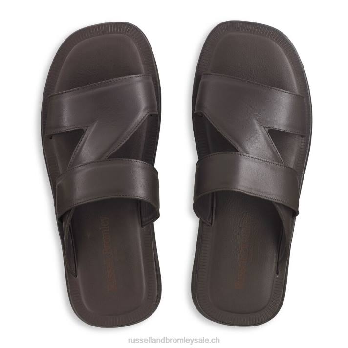 brun 8BN6521 Hommes Russell And Bromley sandale à glissière zeus