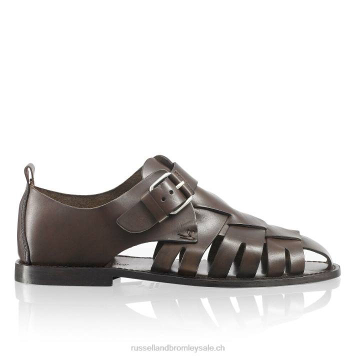 brun 8BN6523 Hommes Russell And Bromley sandale de pêcheur à boucle neptune