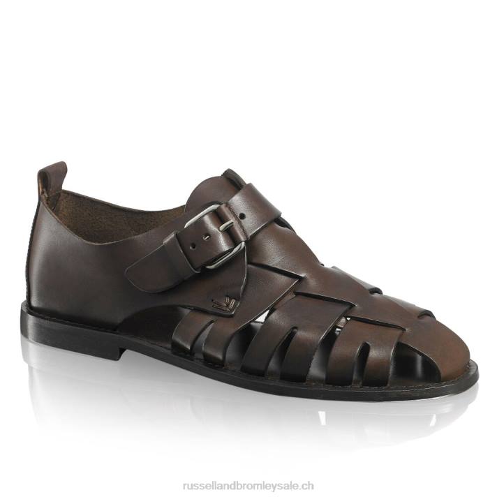 brun 8BN6523 Hommes Russell And Bromley sandale de pêcheur à boucle neptune