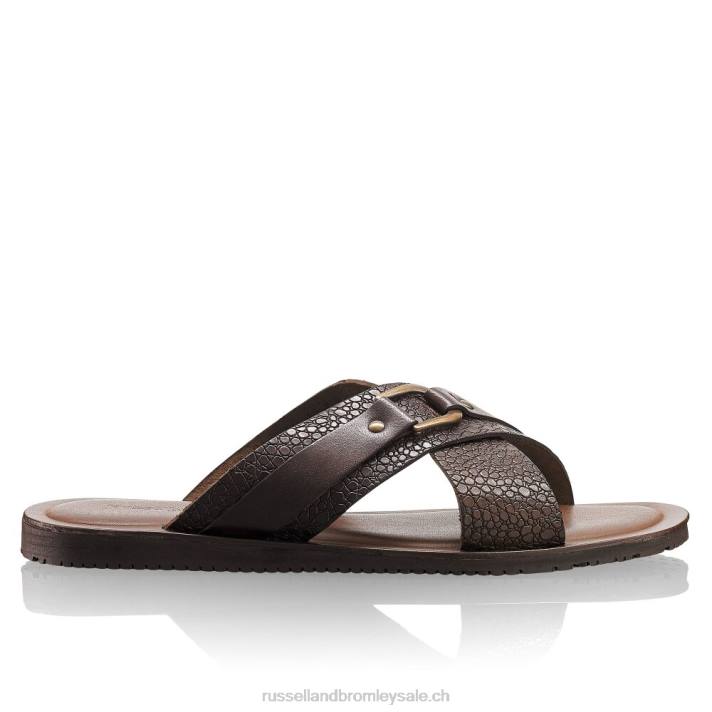 brun 8BN6527 Hommes Russell And Bromley sandale à glissière de rêve