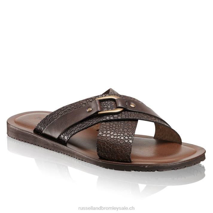brun 8BN6527 Hommes Russell And Bromley sandale à glissière de rêve